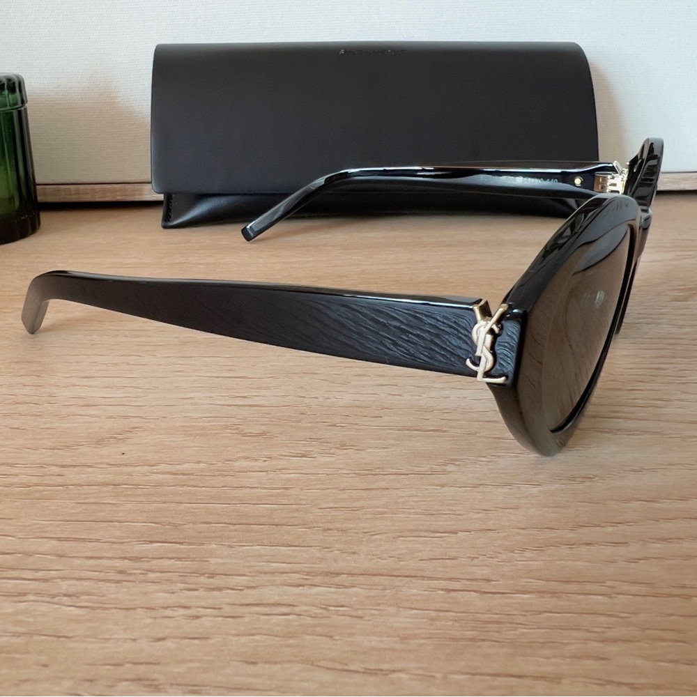 Saint Laurent SL M60 Black Cat Eye Sunglasses with Gold YSL Logo - Picture 8 of 10